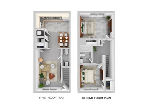 Floor plan for 2 beds, 1.5 baths, 903 sqft